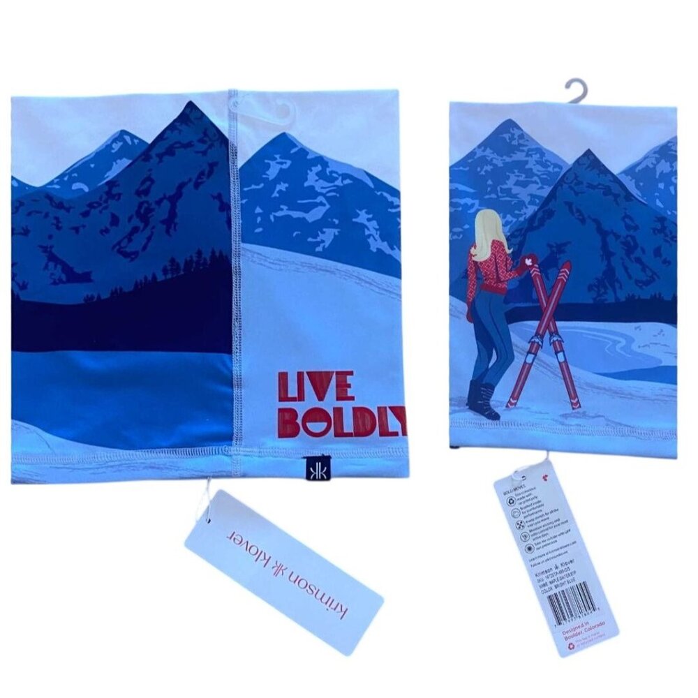 NWT Krimson Klover Illustrated Maple Neck Gaiter "Live Boldly" Blue HTF New - Picture 1 of 9